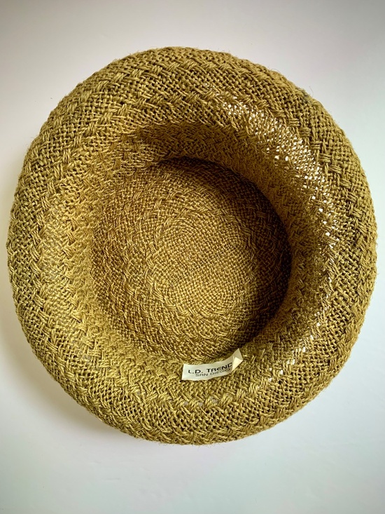 Vintage L.D. Trends San Diego Straw Hat with Floral Embellishment